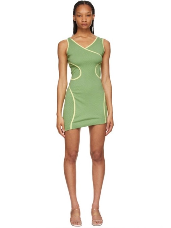 Eckhaus Latta Dresses & Skirts - Eckhaus Latta Knit Green Surface Dress Pistachio Yellow Knit Cotton